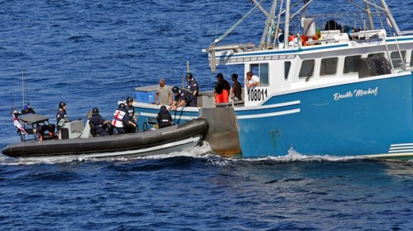 HMS Monmouth saves fisherman’s life Whilst on exercise in the North Atlantic, HMS Monmouth broke off war games and dashed to the help save the life of a Canadian fisherman.