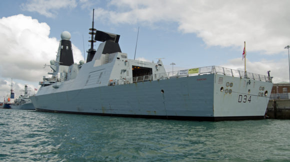 HMS Diamond has left Portsmouth Naval Base in order to assist in an operation designed to counter arms trafficking.