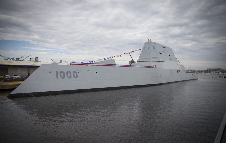 The US Navy's newest and most technologically advanced warship, USS Zumwalt, has been commissioned into active service at North Locust Point in Baltimore.