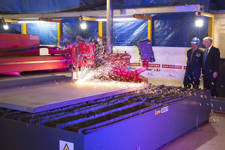 Defence Secretary Michael Fallon has cut first steel on Successor project at BAE Systems yard in Barrow-in-Furness.