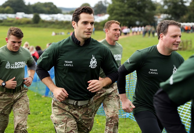 Superman Henry Cavill, takes on the Royal Marines Commando Challenge raising money for The Royal Marines Charity and Devon Air Ambulance Trust.