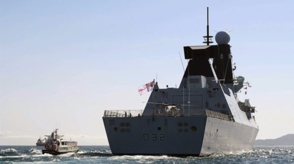 HMS Daring protecting shipping in the Middle East
