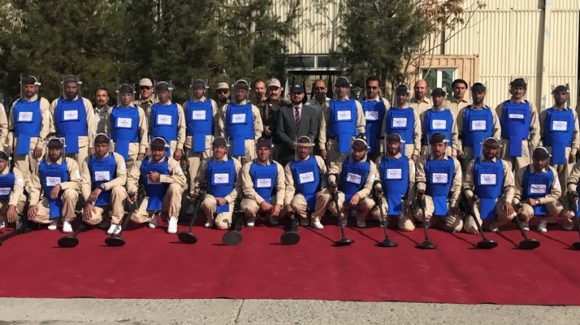 Britain’s Ambassador Dominic Jermey signed the agreement during a visit to HALO ’s HQ, which will benefit some 100,000 Afghans through the clearance work.