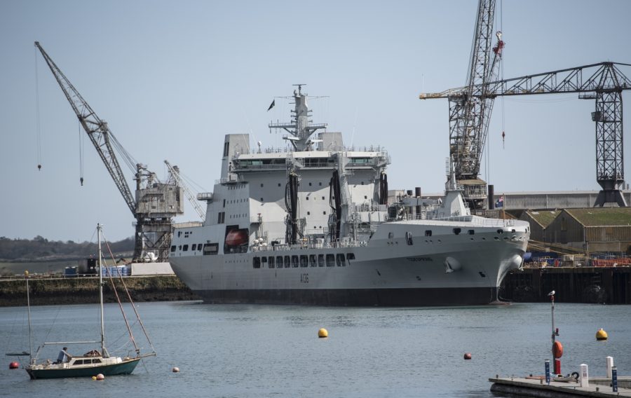 RFA Tidespring arrives in Cornwall.