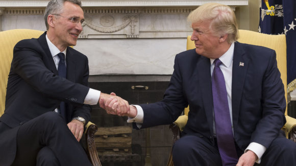 NATO Secretary General Jens Stoltenberg, has been welcomed to the White House by President Trump.