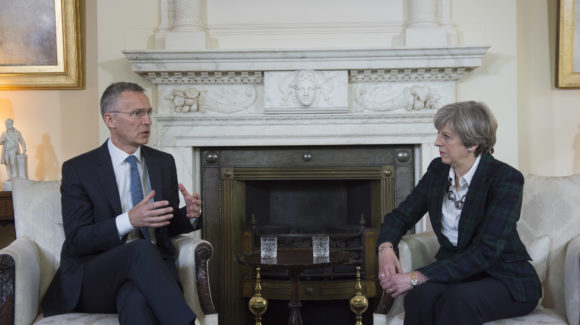 NATO Secretary General Jens Stoltenberg has met with Prime Minister Theresa May during a visit to the UK