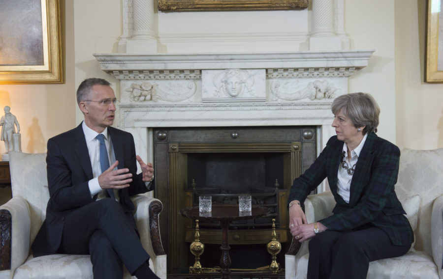 NATO Secretary General Jens Stoltenberg has met with Prime Minister Theresa May during a visit to the UK