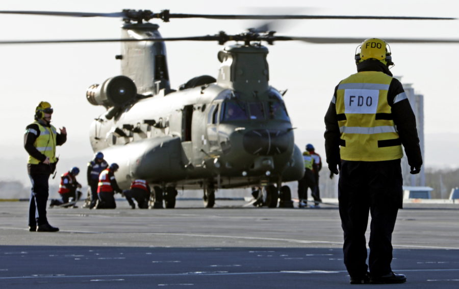 Helicopters land on HMS Queen Elizabeth for the first time