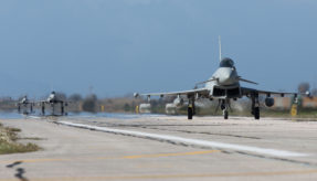 RAF Typhoon jets take to the skies over Greece for Exercise Iniochos