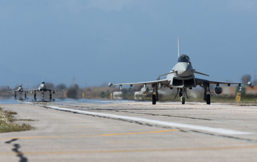 RAF Typhoon jets take to the skies over Greece for Exercise Iniochos