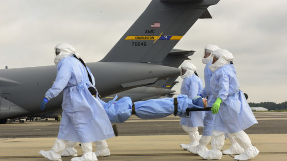 The 628th and 375th Aeromedical Evacuation Squadrons have teamed up with medical researchers to conduct Transportation Isolation System training.