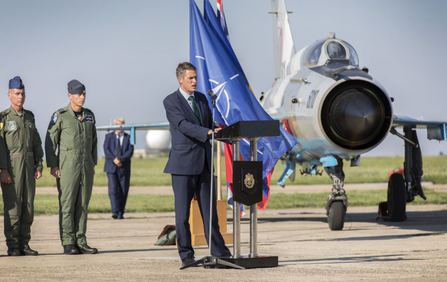 Defence Secretary Gavin Williamson has paid a visit to Royal Air Force personnel serving in Romania as part of NATO’s Air Policing mission