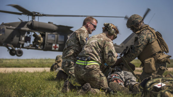RAF AND US FORCES SIMULATE A MASS CASUALTY TRAINING EXERCISE