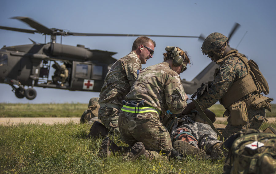 RAF AND US FORCES SIMULATE A MASS CASUALTY TRAINING EXERCISE