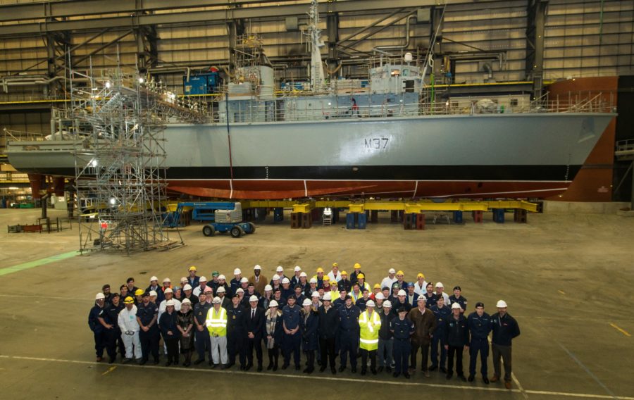 HMS Chiddingfold has returned to the water following the most comprehensive improvement programme ever to be carried out on a Hunt-class ship.