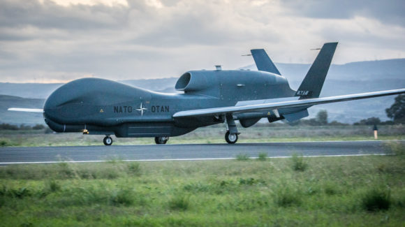 First NATO AGS remotely piloted aircraft ferries to Main Operating Base in Italy