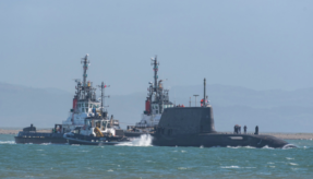 HMS Audacious sets sail for her home base