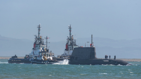 HMS Audacious sets sail for her home base