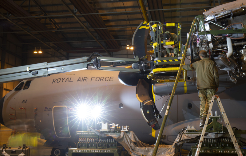 RAF engineers complete A400M engine change in the South Atlantic