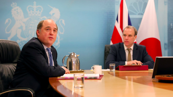 Defence Secretary B and Foreign Secretary discuss deployment of HMS Queen Elizabeth during a virtual meeting with their Japan Japanese counterparts