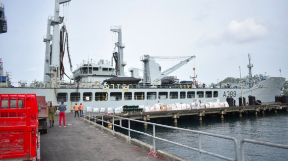 Royal Navy delivers 75 tonnes of aid to Caribbean island