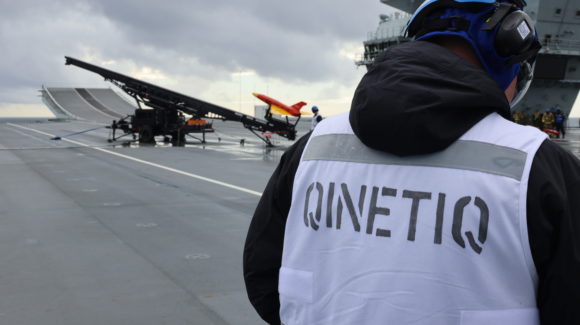 Royal Navy aircraft carrier trains against threat scenarios with UAV