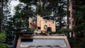 The CORTEX Typhon counter-aerial drone system can be mounted on vehicles