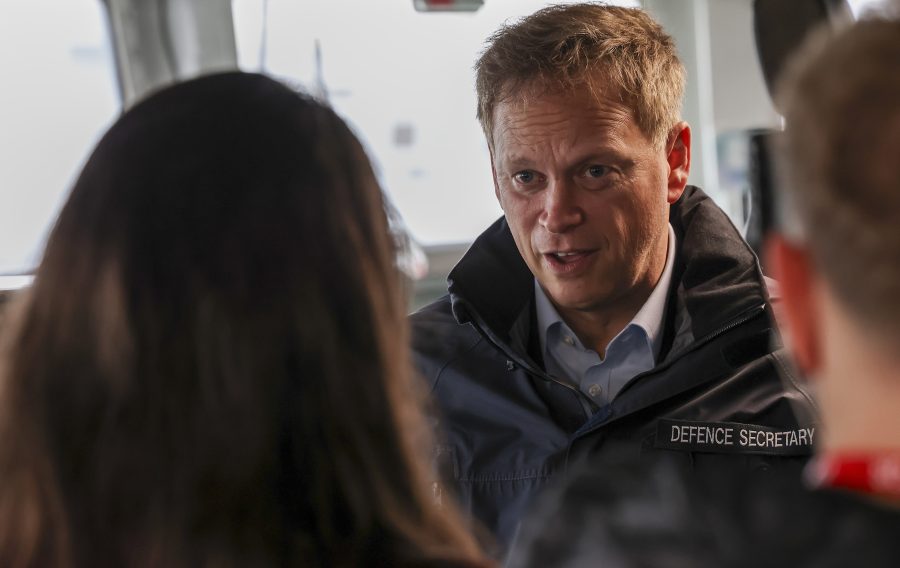 Pictured: The Secretary of State for Defence, The Right Honourable Grant Shapps MP speaking with press on the investment for Navy equipment investment