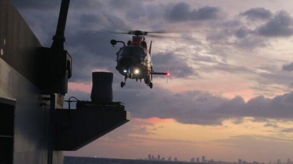 Glamox, a global provider of lighting solutions, has confirmed the successful completion of the first night landing by a foreign partner helicopter on a UK Royal Navy Batch 2 Offshore Patrol Vessel (OPV).